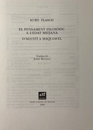 El pensament filosòfic a l'Edat Mitjana d'Agust...