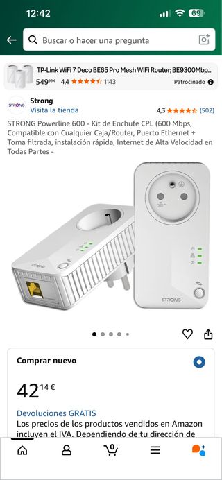 Kit Enchufe CPL STRONG Powerline 600