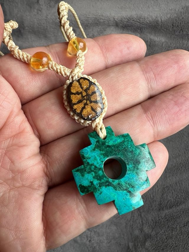 Colgante Chacana Turquesa y Citrino