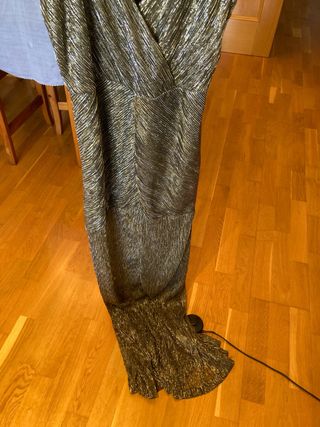 Vestido largo fiesta dorado/plateado