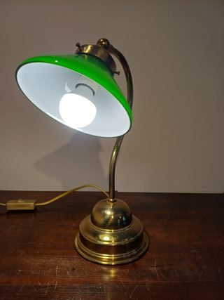 Lampada da tavolo bronzo e vetro verde