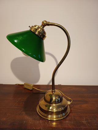Lampada da tavolo bronzo e vetro verde