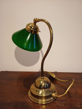 Lampada da tavolo bronzo e vetro verde
