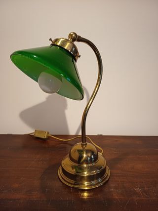 Lampada da tavolo bronzo e vetro verde