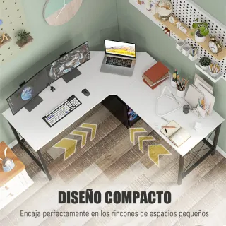 Escritorio Esquinero Moderno Blanco y Negro