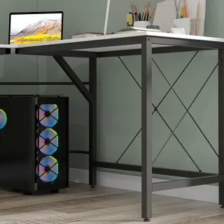 Escritorio Esquinero Moderno Blanco y Negro