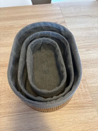 Cestas de mimbre y tela (3 unidades)