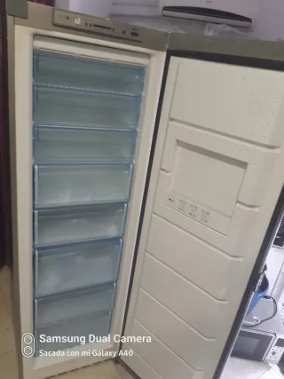 Congelador vertical plateado