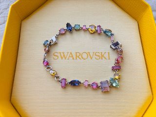 Pulsera Gema Swarovski Multicolor Baño Rodio