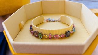 Pulsera Gema Swarovski Multicolor Baño Rodio