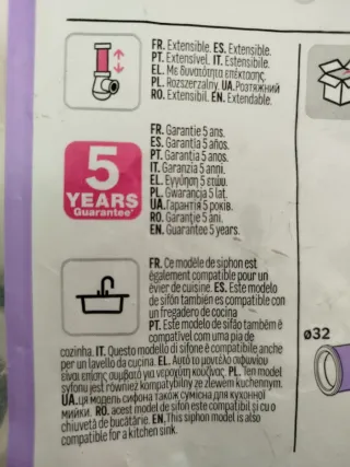 Sifón lavabo Equation Ø32-40 mm