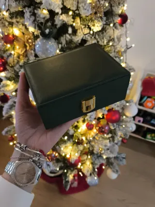 Portagioie verde con interno beige