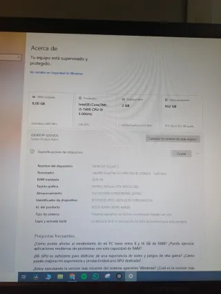 PC Gaming + Monitor HANNS G + Teclado y Ratón