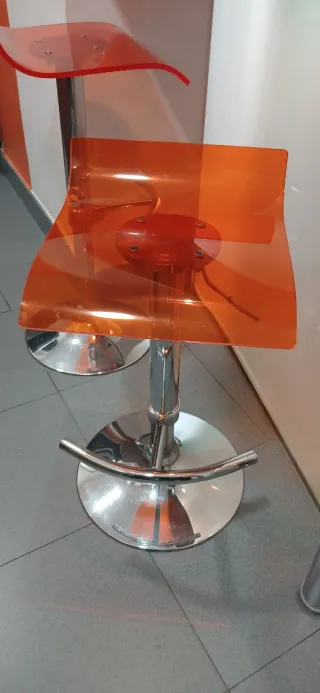 2 Taburetes Bar Regulables Naranja Transparente