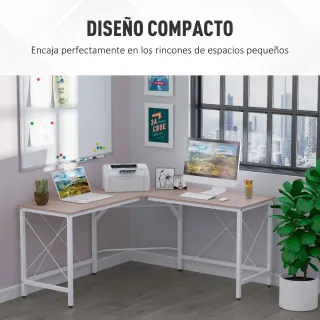 Escritorio Esquinero Moderno Metal y Madera