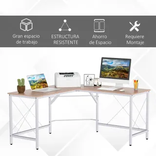 Escritorio Esquinero Moderno Metal y Madera