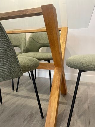 Mesa Comedor Cristal y Madera