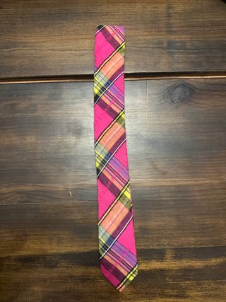 Corbata de cuadros rosa y multicolor