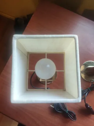 2 Lámparas Mesita Noche Madera y Metal