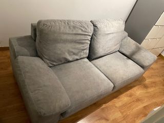 Sofá gris-azul de 2 plazas moderno antimanchas