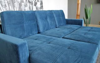 ENVIO GRATIS!! Sofá Chaiselongue Terciopelo Azul