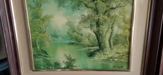 Lote de 2  Cuadros Paisaje Río Bosque