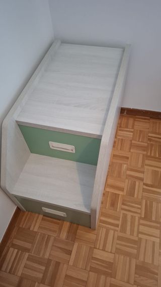 Mueble Escalera Almacenaje Beige y Verde