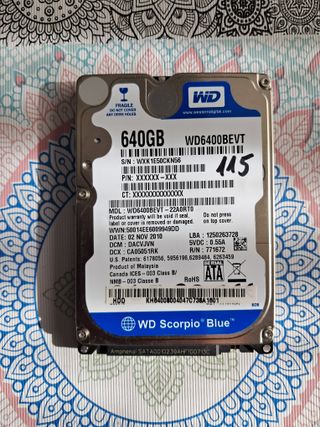 Disco Duro WD 640GB SATA Portátil/Consola