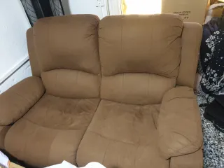 Sofá de 2 plazas en ante marrón