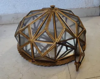 Lámpara plafón techo metal latón y cristal