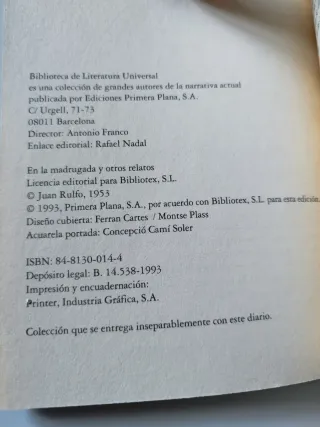 En la madrugada y otros relatos. Juan Rulfo