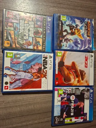 Lote 5 Juegos PS4/PS5: GTA V, Ratchet, NBA 2K22, 2