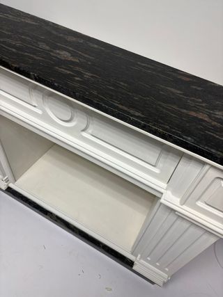 Chimenea Decorativa Blanca y mármol negro