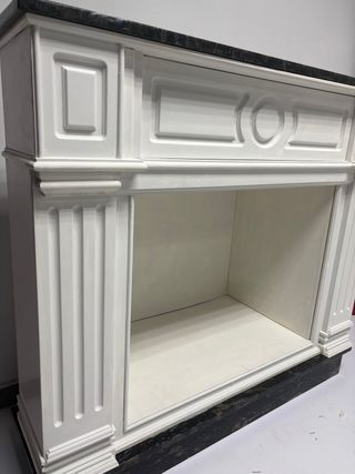 Chimenea Decorativa Blanca y mármol negro