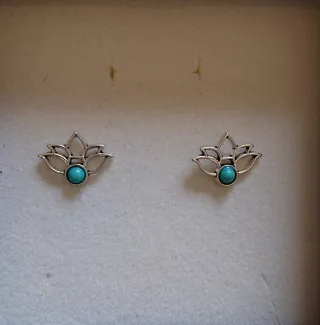 Pendientes Nenúfar Turquesa Plateados