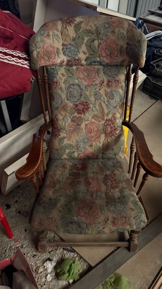 Mecedora Vintage Flores Madera