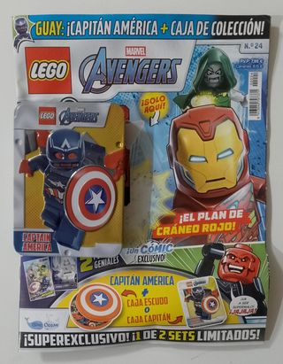 Lote Revista LEGO Avengers 24 Cap. América 2 latas