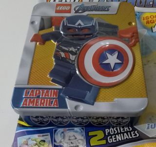 Lote Revista LEGO Avengers 24 Cap. América 2 latas