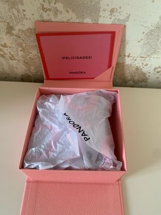 Cajita joyero Pandora rosa con lazo