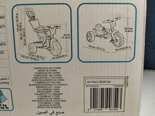 Triciclo FEBER Evo bicicleta 3x1 metálico con cinturón, 1–5 años