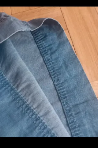 Pantalones anchos de lino azul