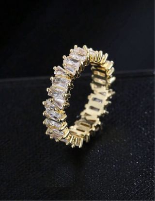 Anillo Circonita Cúbica Baguette Acero