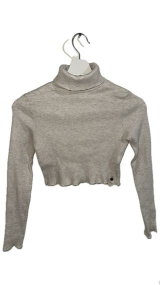 Jersey corto cuello alto beige