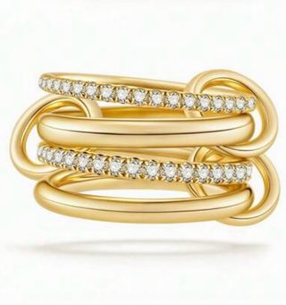 Anillo dorado con circonitas