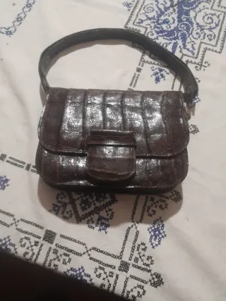 Borsetta vintage pelle coccodrillo marrone