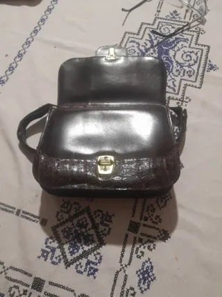Borsetta vintage pelle coccodrillo marrone