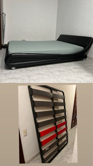 la cama es Queen y el somier viene con sus patas ￼