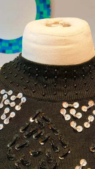 Top Halter Negro con Diamantes