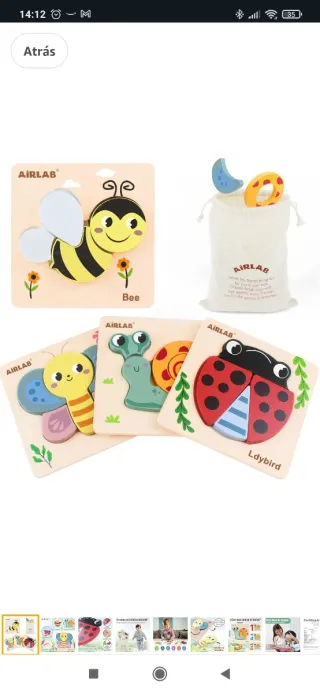 NUEVO. Puzzles Gruesos Airlab 18+ Meses. Madera.