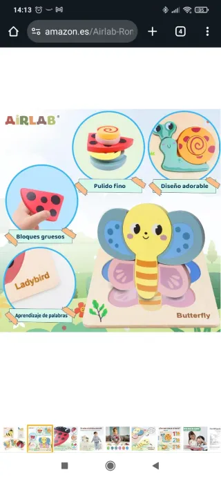 NUEVO. Puzzles Gruesos Airlab 18+ Meses. Madera.